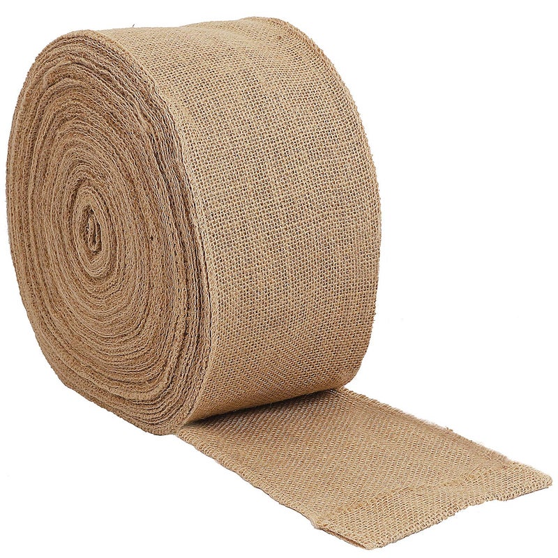 KINJOEK 5 Inch Wide 54 Yards Burlap Ribbon, Natural Jute Fabric Ribbon Crafts Ribbon for Christmas Wedding Gifts Burlap Fabric DIY for Decoration - Image 3